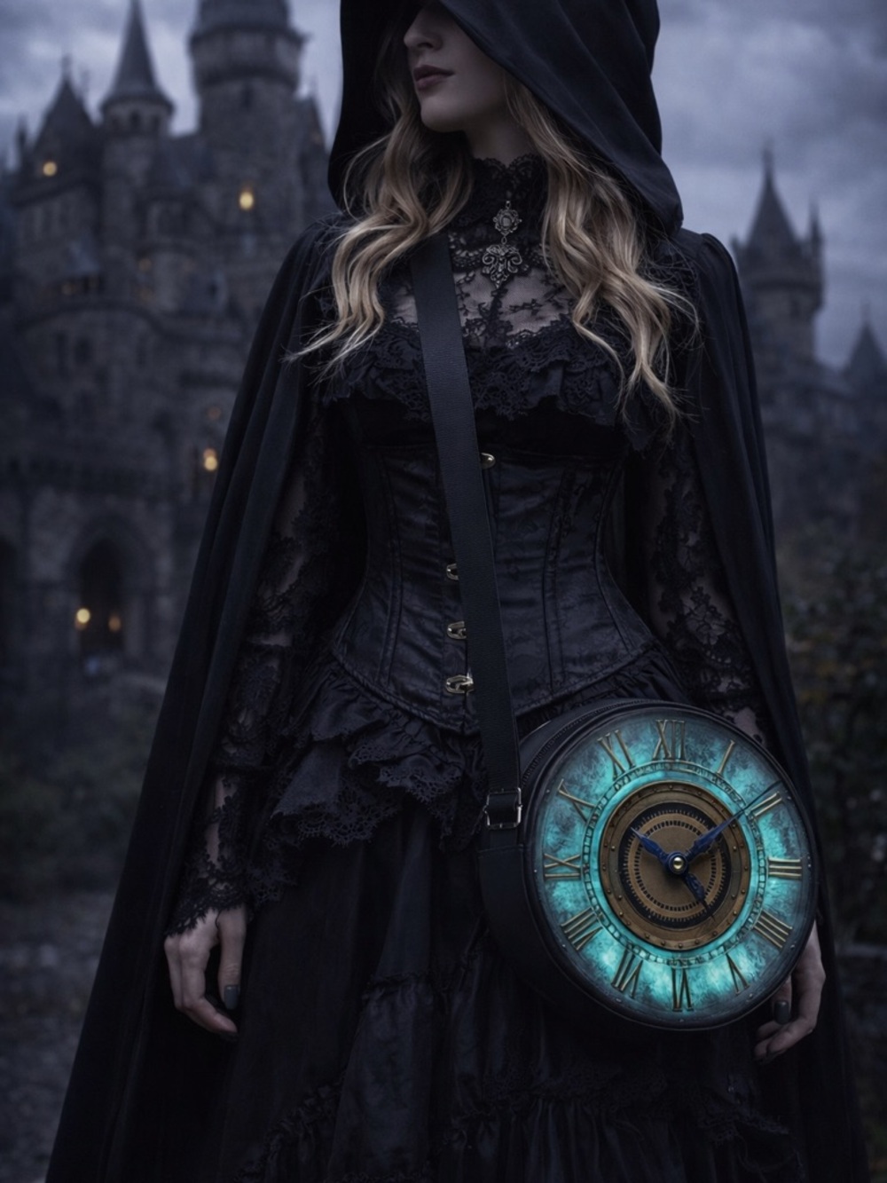 Steampunk Clock Crossbody Bag Round Vintage Style Purse Adjustable Strap Retro - Picture 9 of 14